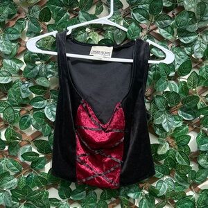 Black and Red Velvet Women's Top
